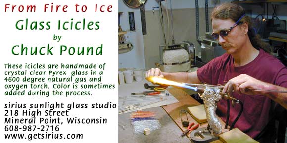 Glass Icicles made in USA by Chuck Pound