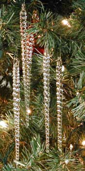 Glass icicle Christmas ornaments
